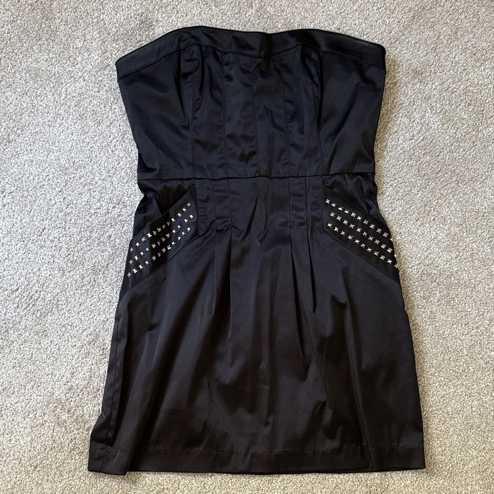 Black Strapless Dress with studs